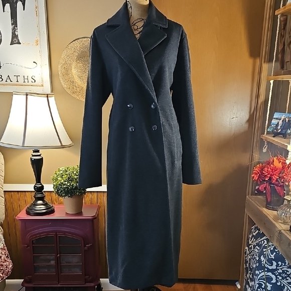 NWOT OLD NAVY Heather Grey Double Breasted Coat Size 6 Tall - Picture 1 of 12